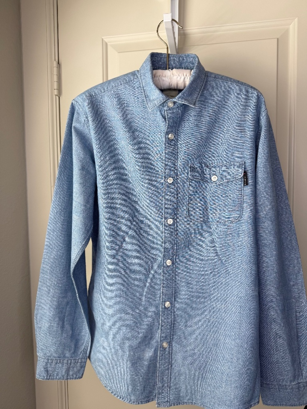 LP Jeans Louis Philippe Blue 100% Cotton‎ Long Sleeve Button Down Shirt Slim 39